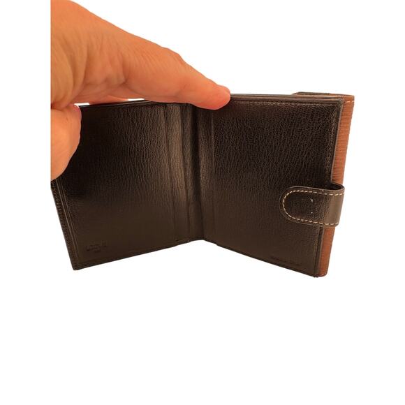 Loewe Brown and Black Leather Compact Wallet with Gold Bar Detail - Picture 3 of 5